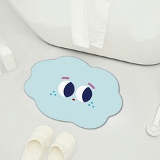 디아쿠아 몬스터 빨아쓰는 욕실 주방 논슬립 소프트 규조토 발매트, 아기스카이