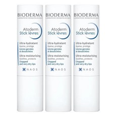 BIODERMA 프랑스 정품 바이오더마 아토덤 스틱 레브르 립밤 4g 3개세트, 3개