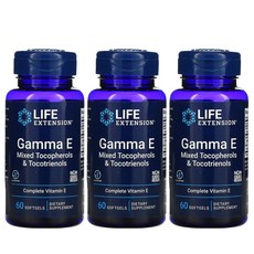 Life Extension 라이프 익스텐션 감마 E 혼합 토코페롤 토코트리에놀 60정 3팩, 3개