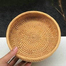 라탄 트레이 과일담는 그릇 베트남 등나무 과일 접시 가정용 거실 둥근 짠 바구니 공예, 원형 과일 접시 소