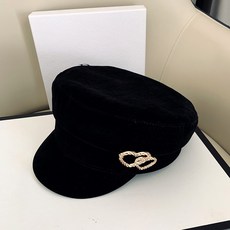 밀레마트 스냅백 겨울 가을 계절 모자 여성 인싸템 블랙 피치하트 평평한 헌팅캡 셀럽 해군모 트렌드