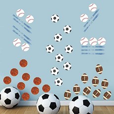 TOARTi 스포츠 벽 데칼 공 테마 벽 스티커 (45Pcs) 수채화 농구 축구 야구 럭비 벽 스티커 소년 침실 교실 장식, 본상품