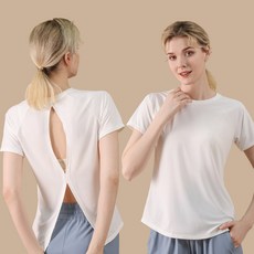 Zebeer 여성 요가 상의 백 슬릿 필라테스 운동복 반팔 티셔츠
