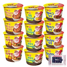 오뚜기 컵밥 혼합세트 6종 12개입 (진짬뽕2 + 김치참치2 + 톡톡2 + 햄버그2 + 얼큰쇠고기2 + 전주식 돌솥2) + 블루존물티슈, 1세트