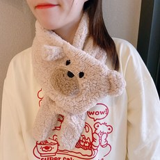 귀여운 곰돌이 뽀글이 머플러 여 겨울 소녀 데일리룩 학생