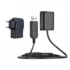 Andoer NP-FW50 더미 배터리 + 5V 2A USB 전원 어댑터 케이블 전원 플러그 교체 포함 소니 NEX-3 / 5 / 6 / 7, 단일상품