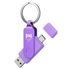 MOSDART 64GB USB3.1 고속 C 및 A 듀얼 플래시 드라이브 exFAT 메모리 스틱 키체인 및 LED 표시기 아이폰 15 및 16 안드로이드 폰 아이패드 맥, 128GB_퍼플, 1개
