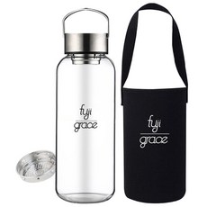 FUJI-GRACE 富士雅麗 玻璃水瓶, 1500ml 大容量, 高硼硅耐熱玻璃, 含304不鏽鋼濾網, 寬口徑, 特大, 1.5L, 1個