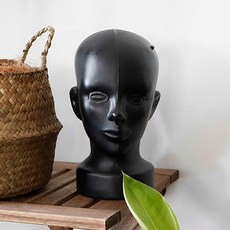 지엔디스플레이 인테리어 플라스틱 얼굴모형 머리마네킨 두상마네킹 모자걸이 목걸이진열대 악세사리거치대 마네킹, 1개, 블랙