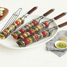 캠핑 바베큐 그릴 바구니 숯불 그릴 야외 도구 휴대용 논스틱 구이 고기 액세서리 피크닉 1 개, 1.black