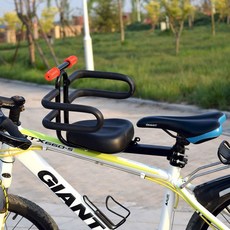 자전거 보조의자 자전거 공용 안전 앞자리, 블랙 단좌석+팔걸이+반 가드레일