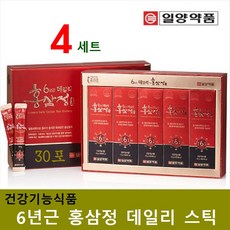건강기능식품 6년근 데일리 홍삼정 특허 발효홍삼 발삼 효삼 진세노사이드 짜먹는 홍삼 원액 농축액 면역력 기억력 피로회복 혈행 항산화 개선 VIP 감사 선물 일양약품, 4세트, 10g*30스틱