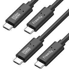 프리디 초고속케이블 CtoC USB-if 3.2 GEN2 PD100W 1M 갤럭시 맥북 충전, 블랙, 2개, 100cm
