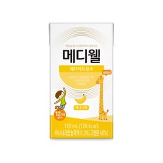 메디웰 페디아 드링크 미니 바나나맛 체험팩 어린이영양식 소아영양식 유아영양식 성장기영양식, 120ml, 8개 - 메디비아