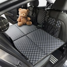 GMZMOTORS 차량용 놀이방 플레이 매트 4단 뒷좌석 평탄화 퀼팅가죽 리무진 바닥매트, 4단 놀이방 3p 풀커버(블랙), 1개