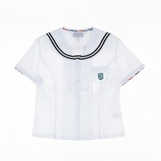 [교복아울렛] 두줄 라인 카라 반팔 블라우스 (오금고)