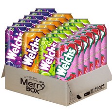[메리박스] 웰치스 과즙탄산음료 3종 24개입(포도12+청포도6+딸기6), 1세트, 355ml
