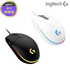 로지텍 G102IC 2세대 LIGHTSYNC 게이밍 유선마우스 벌크 MU0054, 화이트