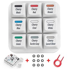 Griarrac Cherry MX 키 스위치 테스터 기계식 키보드 샘플러 스위치 테스트 도구 키트 풀러 및 O링 포함 (9키 인쇄 PBT 키캡)