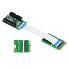 SSD PCI-E Express NGFF A E 키 컨버터 SATA 3.0 4 포트 어댑터 케이블 6Gbps 하드 드라이브 익스텐션 카드, 01 green, 한개옵션1