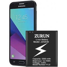 Galaxy J3 배터리 ZURUN 3300mAh Samsung Galaxy J3 J320V J320A J320F J320P EB-BG530 EB-BG530BBU Gala, 단일상품, 단일상품