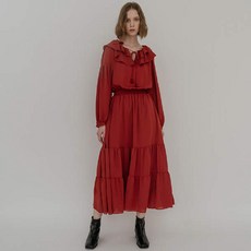 [현대백화점][스윗원에이티]FREESIA RUFFLE LONG DRESS (RED)