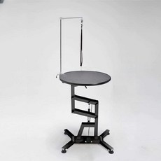 애견 미용테이블 유압 리프트 작업대 동물병원 스탠드, 1개, 핑크 원형 직경 60cm
