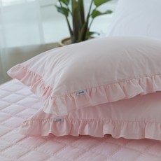바운티풀 특급호텔침구 베개커버 60수 사틴면 프릴 6컬러, 배게커버_프릴_핑크