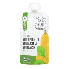 Serenity Kids 버터넛 스쿼시 앤 스패니시 Serenity Kids Organic Butternut Squash & Spinach, 4개, 99g, -