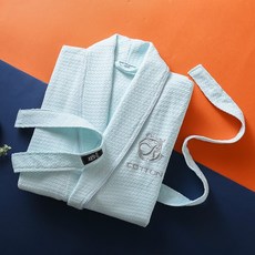 사케1 호텔 샤워가운 순면 고급가운 목욕 수건 가운 극세사 5 성급 호텔 목욕 가운 얇은 여성용 여름 가 롱 커플 흡수성 속건성, M, 라이트 그린 얇은 면화 흡수성 속건성