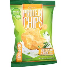 Quest Nutrition 퀘스트뉴트리션 단백질 칩 사워 크림 및 양파 21g 단백질 4g 순 탄수화물 130 cals 1.2oz 백 1카운트 고 단백질 저탄수화물 글루텐 프리 콩 프리 감자 프리, One Size, One Color