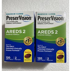 PreserVision 바슈롬 프리저비전 Areds 2 눈영양제 120정 루테인, 2개