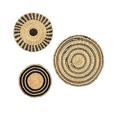 천연 해초 블랙 짠 디자인 -BOHO 벽 장식 바구니-위커 벽 장식 -Boho 장식-등나무 벽 장식-짠 트레이 -BOHO 장식 거실-짠 바구니 벽 장식의 3 세트, 본상품