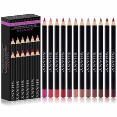 SHANY Dreamy Dozen Matte Lip Liner Set - Long-Lasting Professional Velvet Lipstick Pencils in Varying Shades Pack of 12, One Size, One Color
