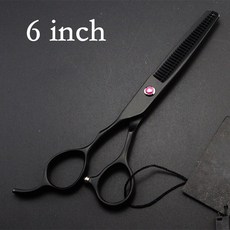 전문 왼손 일본 440c 6 & 5.5 인치 블랙 컷 헤어 가위 세트 이발사 가위 가위 미용 가위, 다중, 1개