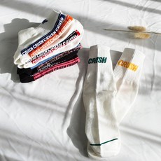 딸기언니 크러쉬 CRUSH 톤온톤 레터링 배색 양말 여자 남자 삭스