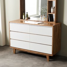 이트 3단 고무나무 원목 서랍장 1200 안방 드레스룸 인테리어 템바보드 수납서랍, 화이트