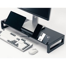 스톤힐 MS-01 모니터 받침대 듀얼 스탠드 다용도 선반, MS-01400-높이8cm, 블랙