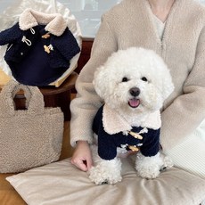지지주 강아지옷 떡볶이코트 고양이옷 겨울옷 반려견옷 반려묘옷, 1개, 네이비