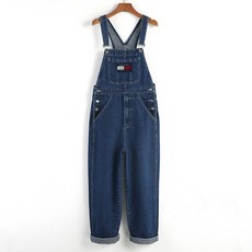 타미진스 청멜빵바지 화사 데님 멜빵 청바지 점프수트 4XL
