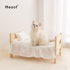 겨울 따뜻한 애완견 단층 애견 원목 침대 하우스 집 고양이 공주 강아지 집 소형 개, B.침대+화이트매트