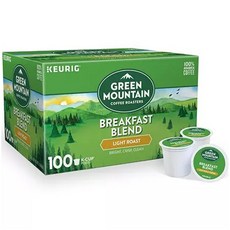 (미국직배) 그린마운틴 라이트로스트 블랙퍼스트 캡슐커피 100ct 큐리그 케이컵 K컵 Green Mountain Coffee Breakfast Blend K-Cup Pods