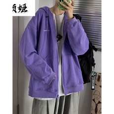 others 2020 봄 가을 멋 스 러 운 원숙 풍 와 이 드 지퍼 후드 카디건 맨투맨 커 플 코트 남녀 - 시 크 동 퍼 M (소장 점 우선 발송)
