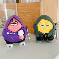 에어팟프로1 APPLE 에어팟 힙합 건방진 후드티 스폰지 뚱이 1세대 2세대 프로 3세대 악세서리 케이스 에어팟1/2세대 블랙후드_AA329