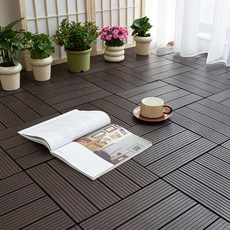 플라스틱 연동 데크 타일 방수 야외 바닥 파티오 베란다 풀사이드 발코니 뒷마당용 2개, 2) Coffee 2pcs