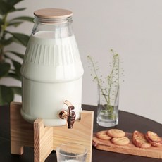 카페 투명 워터저그 유리저그 수도꼭지물병 4L, 1개