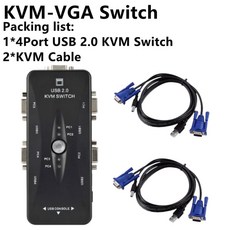 USB KVM 스위치 스위처 4 포트 VGA SVGA 분배기 1920x1440 비디오 장치 키보드 마우스 모니터 어댑터, 05 4 Port with 2 Cable, 1개