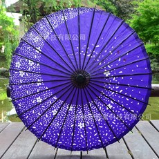 레트로 골동품 오일 종이 우산 일본식 중국 전통 수공예 우산 일본 레스토랑 전골 레스토랑 장식 우산, 84Cm 보라색 스타 꽃, 1개