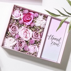 림드 비누꽃 플라워 기프트 용돈박스 L + 쇼핑백, 러블리 핑크