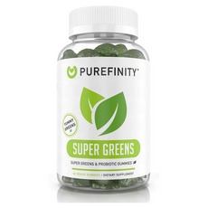 PUREFINITY 슈퍼 그린 구미 젤리 스피루리나 알팔파 시금치 브로콜리 비트뿌리 포함, 성인남녀공용, 츄어블, 1개, 60정